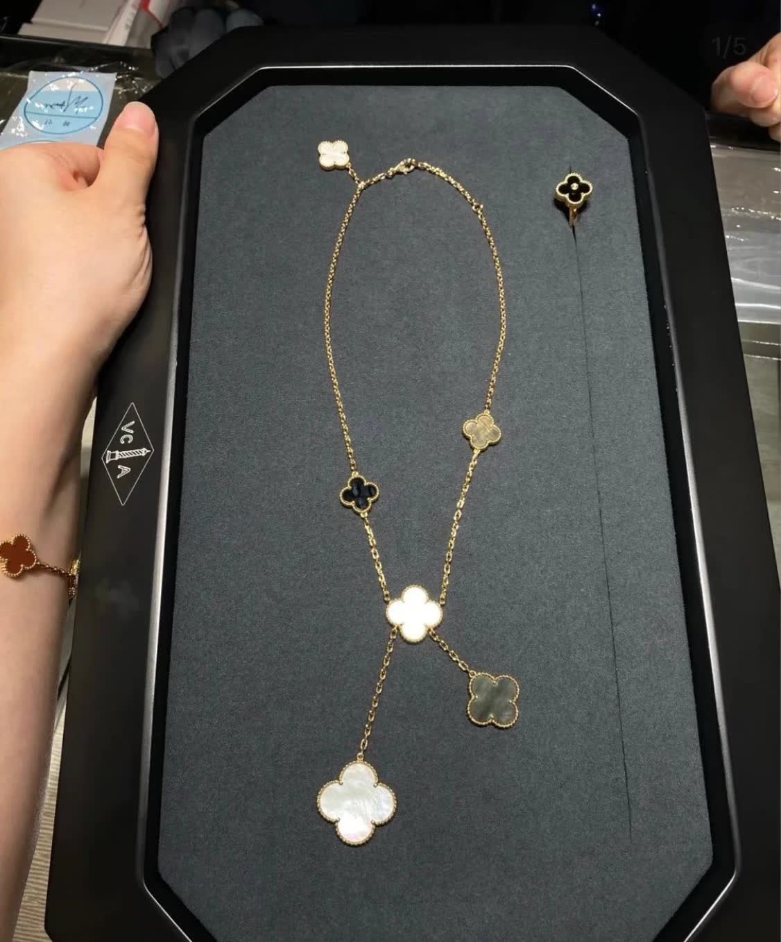 Van Cleef & Arpels Alhambra Gold and Enamel Necklace